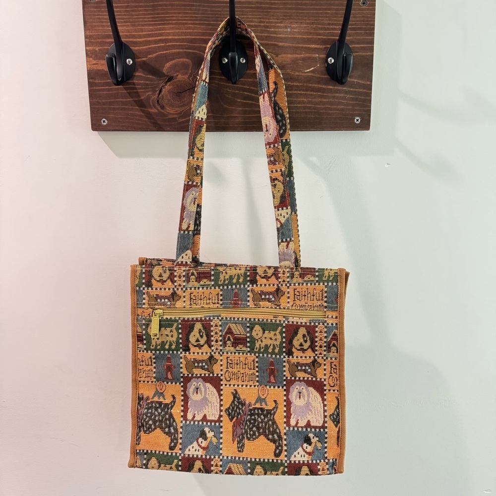 NWT Pioneer Faithful‎ Companion Dog Tapestry Zippered Tote Bag